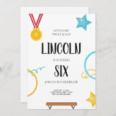 Gymnastiek Verjaardag Uitnodiging voor jongens (Voorkant / Achterkant)