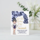 Gymnastiek Verjaardagsfeestje met Blauwe Ballonboo Briefkaart (Staand voorkant)