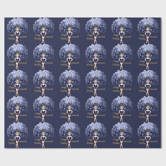 Gymnastiek Verjaardagsfeestje met Blauwe Ballonboo Cadeaupapier (Vlak)