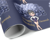 Gymnastiek Verjaardagsfeestje met Blauwe Ballonboo Cadeaupapier (Rol Hoek)