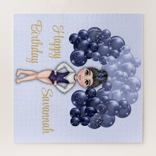 Gymnastiek Verjaardagsfeestje met Blauwe Ballonboo Legpuzzel (Horizontaal)