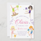 Gymnastiek Verjaardagsfeestuitnodiging · Pinwheels Kaart (Voorkant)