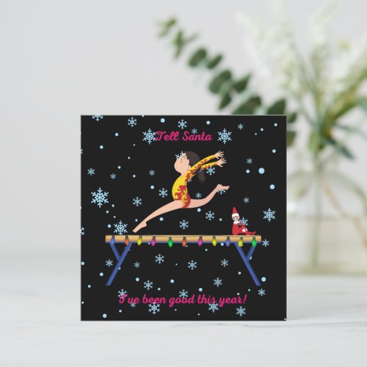 Gymnastiek vertelt de Kerstman dat ik dit jaar goe (Staand voorkant)