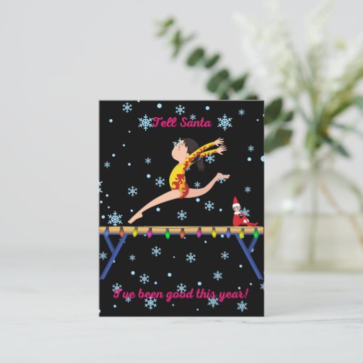 Gymnastiek vertelt de Kerstman dat ik dit jaar goe Briefkaart (Staand voorkant)