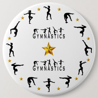 Gymnastiek, Vrouw, gouden sterren Ronde Button 6,0 Cm
