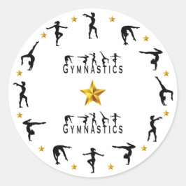 Gymnastiek, Vrouw, Gouden Sterren Ronde Sticker