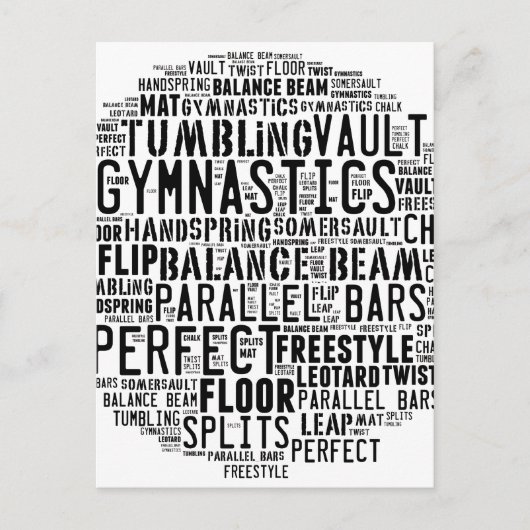 Gymnastiek Word Cloud Briefkaart (Voorkant)