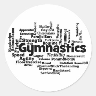 Gymnastiek Word Cloud Ronde Sticker