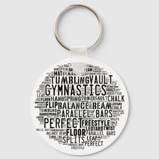 Gymnastiek Word Cloud Tumbling Sleutelhanger (Voorkant)