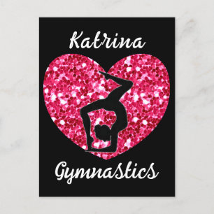 Gymnastiek Zwart en Heet Roze Gepersonaliseerd Feestdagenkaart