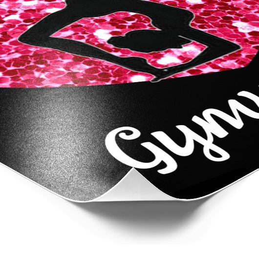 Gymnastiek Zwart en Heet Roze Gepersonaliseerd Foto Afdruk (Hoek)