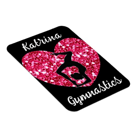 Gymnastiek Zwart en Heet Roze Gepersonaliseerd Magneet (Rechterzijde)