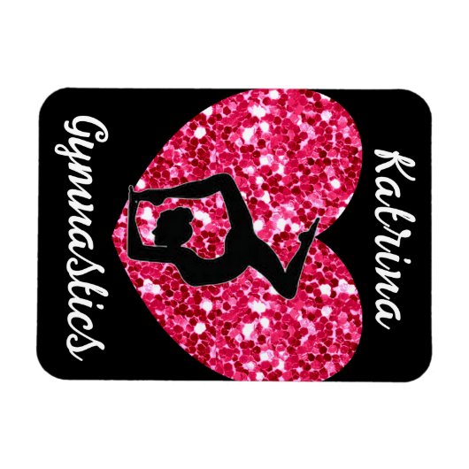 Gymnastiek Zwart en Heet Roze Gepersonaliseerd Magneet (Horizontaal)
