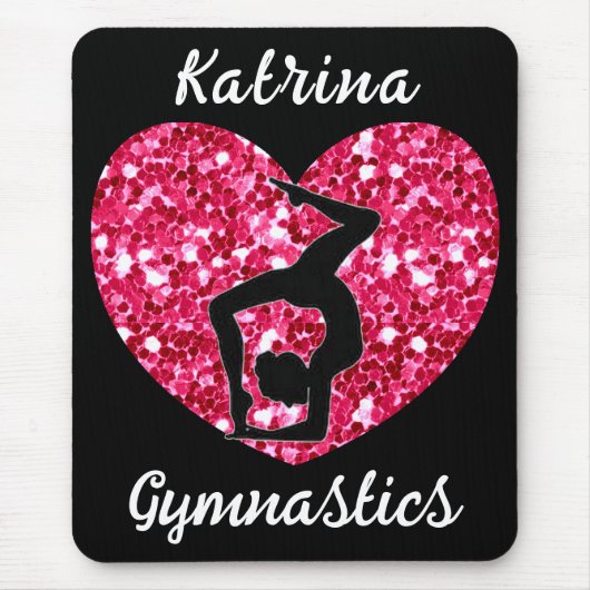 Gymnastiek Zwart en Heet Roze Gepersonaliseerd Muismat (Voorkant)