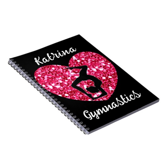 Gymnastiek Zwart en Heet Roze Gepersonaliseerd Notitieboek (Rechterzijde)