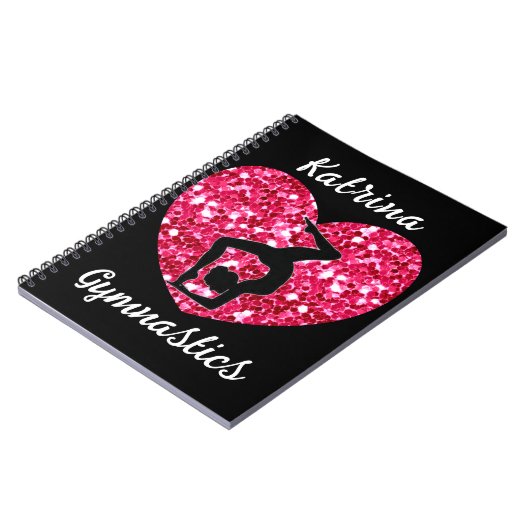 Gymnastiek Zwart en Heet Roze Gepersonaliseerd Notitieboek (Linkerzijde)