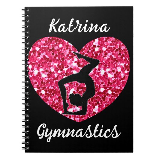 Gymnastiek Zwart en Heet Roze Gepersonaliseerd Notitieboek (Voorkant)