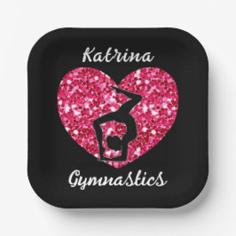 Gymnastiek Zwart en Heet Roze Gepersonaliseerd Papieren Bordje