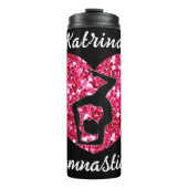 Gymnastiek Zwart en Heet Roze Gepersonaliseerd Thermosbeker (Voorkant)