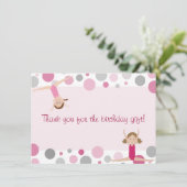 Gymnastiekpartij Flatte dank u in roze en grijs Bedankkaart (Staand voorkant)