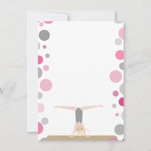 Gymnastiekpartij Flatte dank u in roze en grijs Bedankkaart (Achterkant)