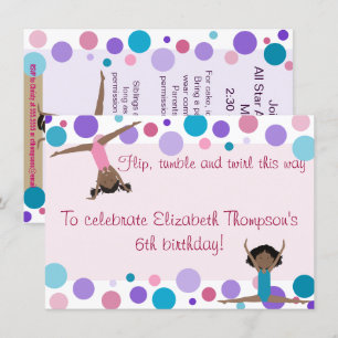 Gymnastiekpartij Uitnodiging Paars, Blauwgroen en 