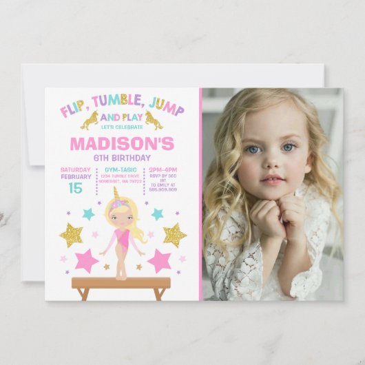 Gymnastiekpartij Unicorn Gymnastiek Kaart (Voorkant)