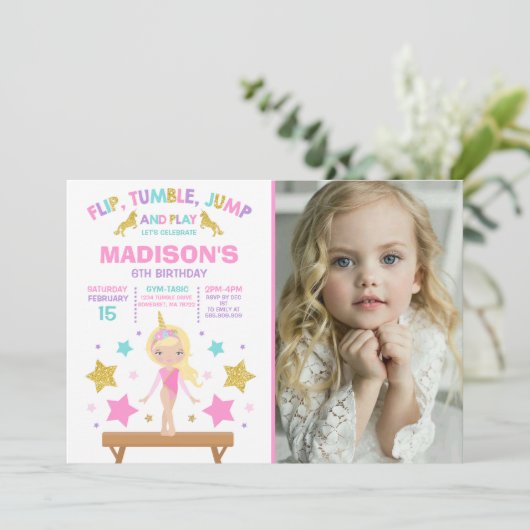 Gymnastiekpartij Unicorn Gymnastiek Kaart (Staand voorkant)