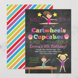 Gymnastiekpartij van Cartwheels en Cupcakes Kaart