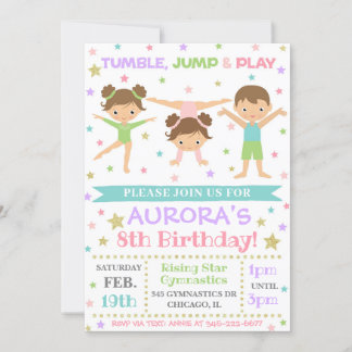 Gymnastiekuitnodiging | Gymnastiek Birthday Invite Kaart