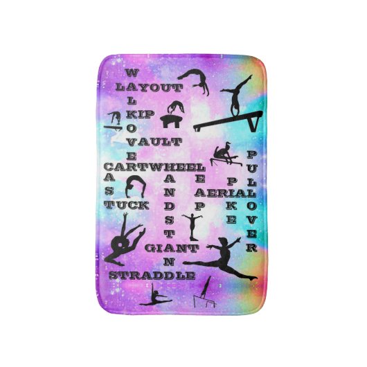 Gymnastiekvaardigheden Crosswords Bath Mat (Voorkant Verticaal)