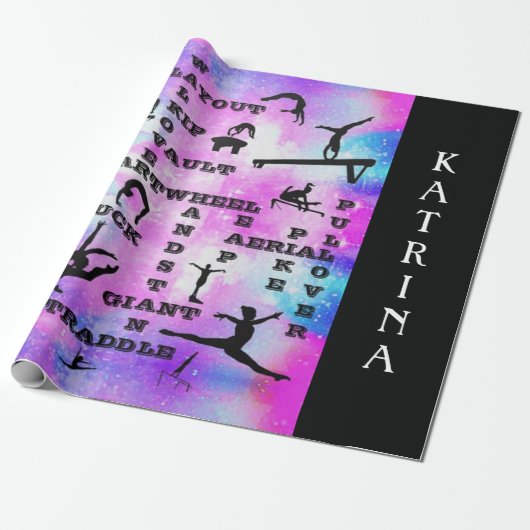 Gymnastiekvaardigheden Crosswords Custom Wrapping Cadeaupapier (Uitgerold)