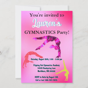 Gymnastiekwedstrijd Birthday Party Invitation Kaart
