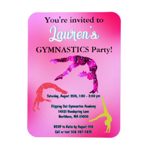 Gymnastiekwedstrijd Birthday Party Invitation Magneet