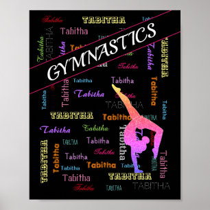 Gymnastiekzak met persoonlijke naam overal boven poster
