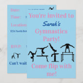 Gymnastique Anniversaire Fête Invitation personnal (Devant / Derrière)