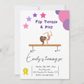 Gymnastique Anniversaire Fille rose Invitation (Devant)