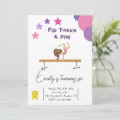 Gymnastique Anniversaire Fille rose Invitation (Debout devant)