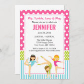 Gymnastique Anniversaire Invitation filles fête (Devant / Derrière)