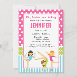 Gymnastique Anniversaire Invitation filles fête