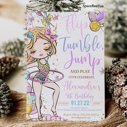 Gymnastique Anniversaire Invitation Party Gymnasti