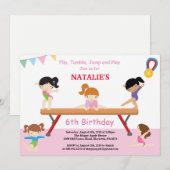Gymnastique Anniversaire Invitation Pink Gym Party (Devant / Derrière)