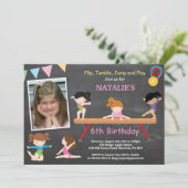 Gymnastique Anniversaire Invitation Pink Gym Party (Debout devant)