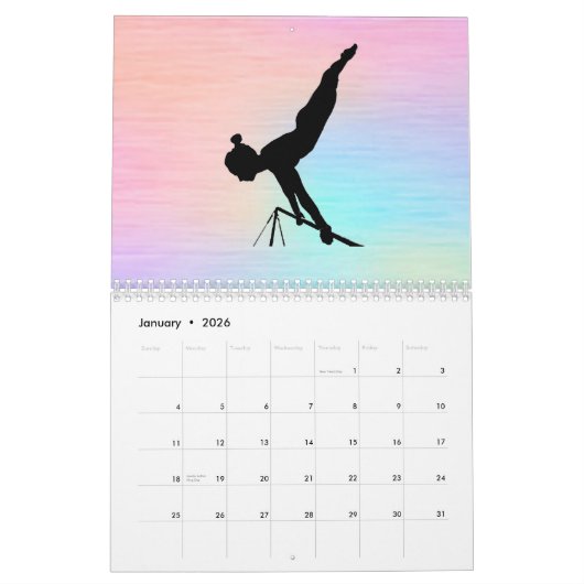 Gymnastique Calendrier Pastel Stripes (Jan 2026)