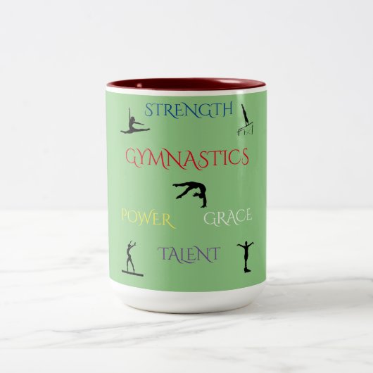 GYMNASTIQUE DEUX MUG TONE EN SAGE/MARON. (Centre)