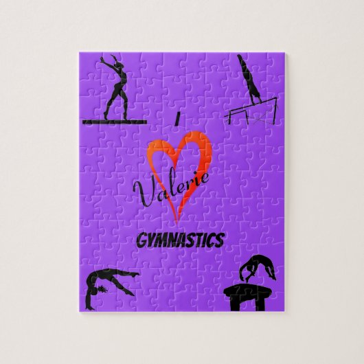 Gymnastique Événements Puzzle pourpre avec nom (Vertical)