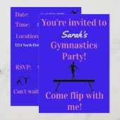 Gymnastique féminine Invitations de fête d'anniver (Devant / Derrière)