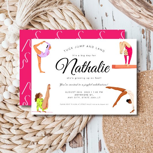 Gymnastique fille Anniversaire Fête Invitation