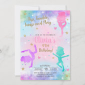 Gymnastique fille invitation d'anniversaire or aqu (Devant)