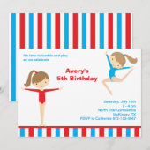 Gymnastique Filles Anniversaire Fête Invitation (Devant / Derrière)